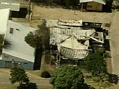 The burned down policestation on Palm Island